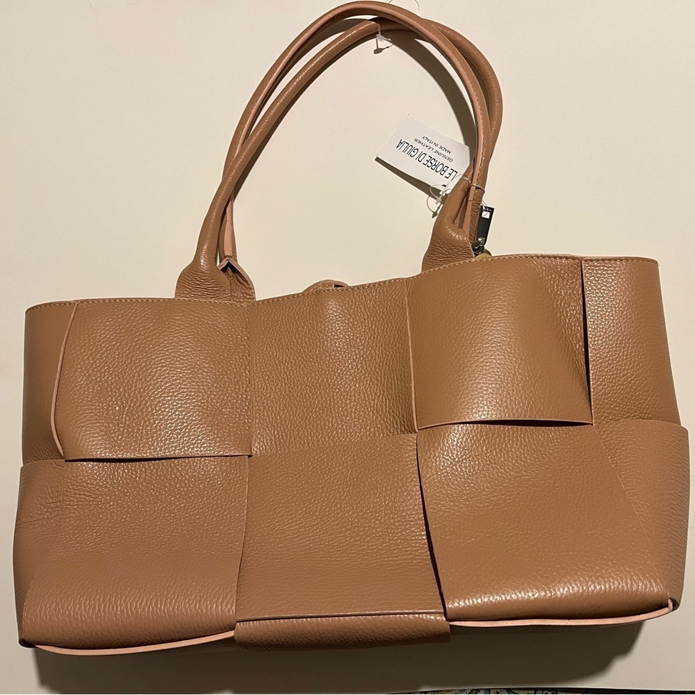 NWT LE BORSE DI GIULIA Genuine Leather Tote in Baby Pink